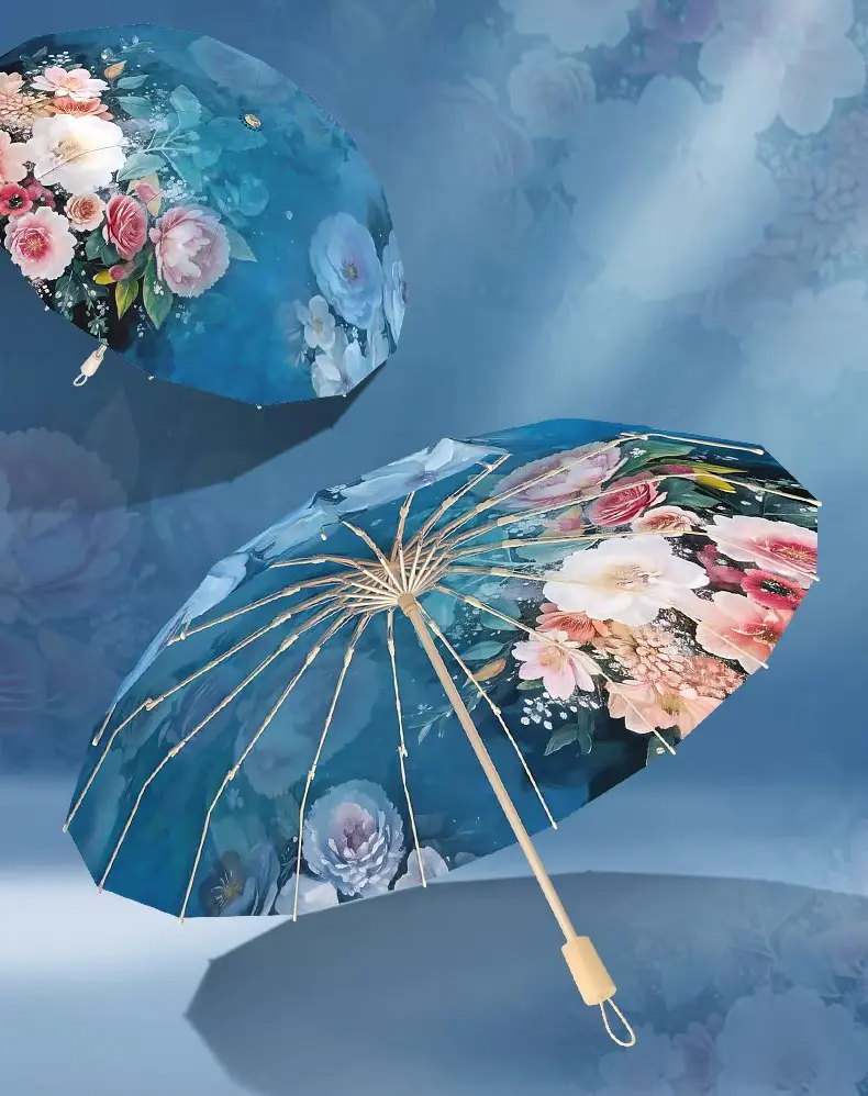 Umbrella Blue Flowers